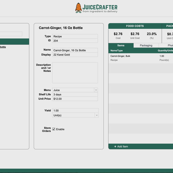 recipe costing software demo with sub recipes