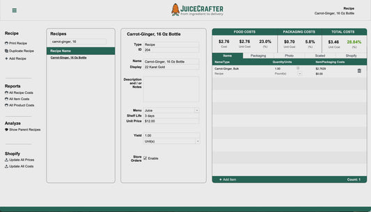 recipe costing software demo with sub recipes
