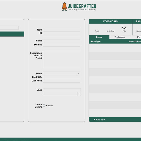 Entering a juice recipe with JuiceCrafter